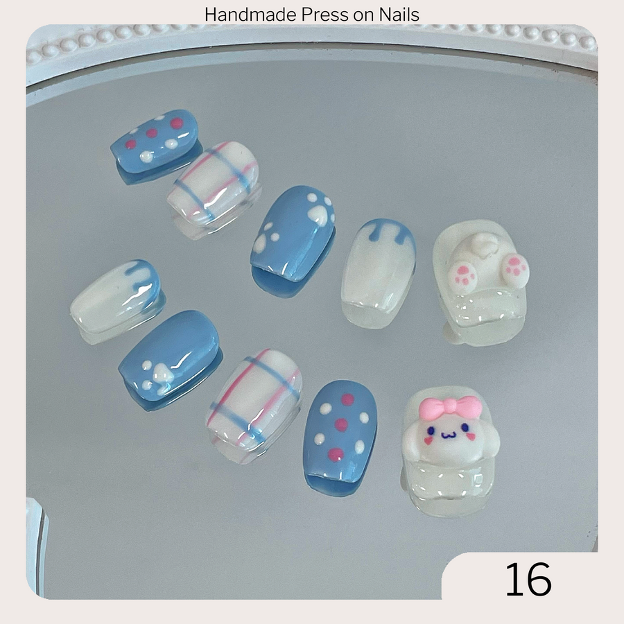 16 Handmade Press on Nails 10pcs